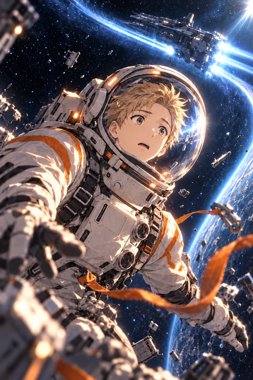 宇宙服で船外作業に臨むジェミくん
